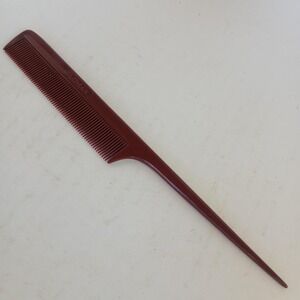 Vintage Burmax Plastic 8" Burgandy Red Rat Tail Comb Retro USA